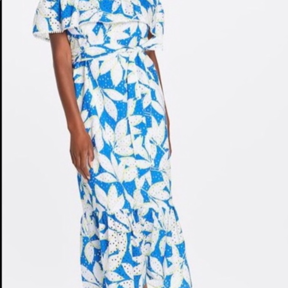 Draper James Eyelet off-the-shoulder midi dress